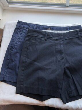 Lot of 2 Talbots Chino 5.5" Shorts 6P, Black Perfect Short, Navy Relaxed Chino